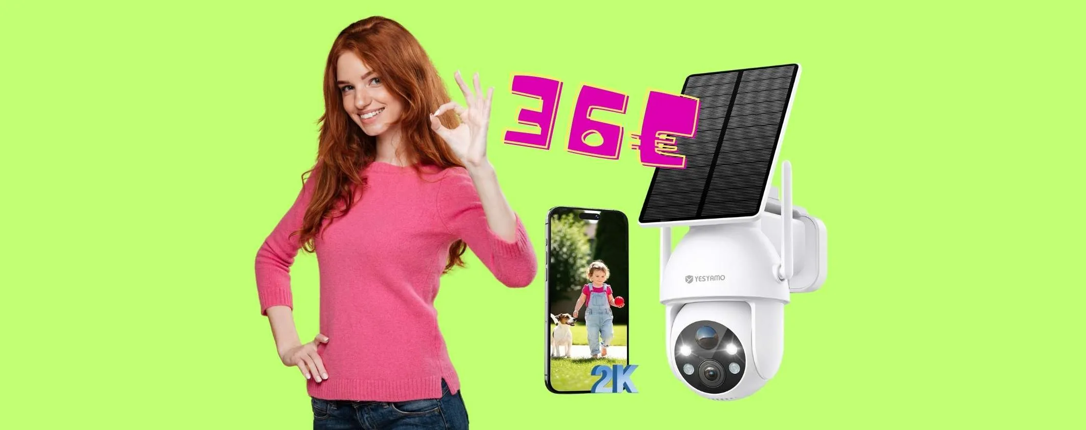 Telecamera WiFi con pannello solare per sicurezza completa (solo 36€)