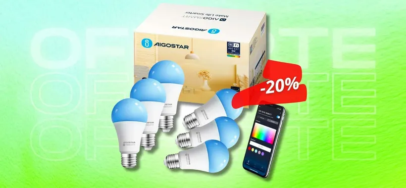 6 colorate Lampadine Smart Alexa e Google a 5€ ciascuna: AFFARE
