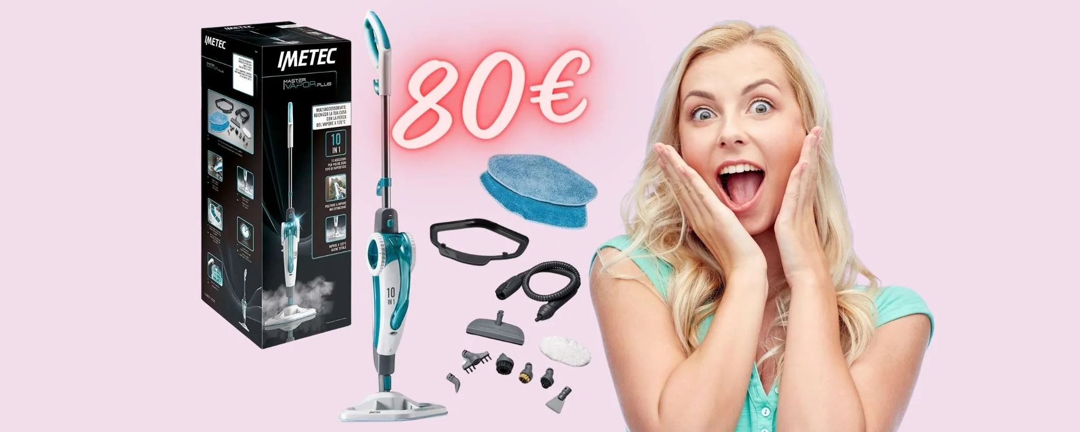 Imetec Master Vapor Plus: scopa elettrica a vapore per tutte le superfici