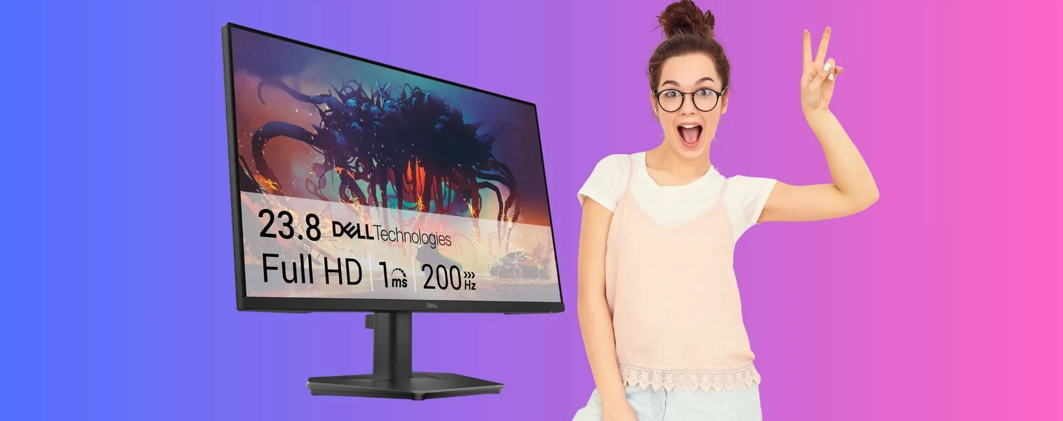 Monitor Gaming Dell da 24 pollici con pannello Fast IPS da 200Hz a soli 95€