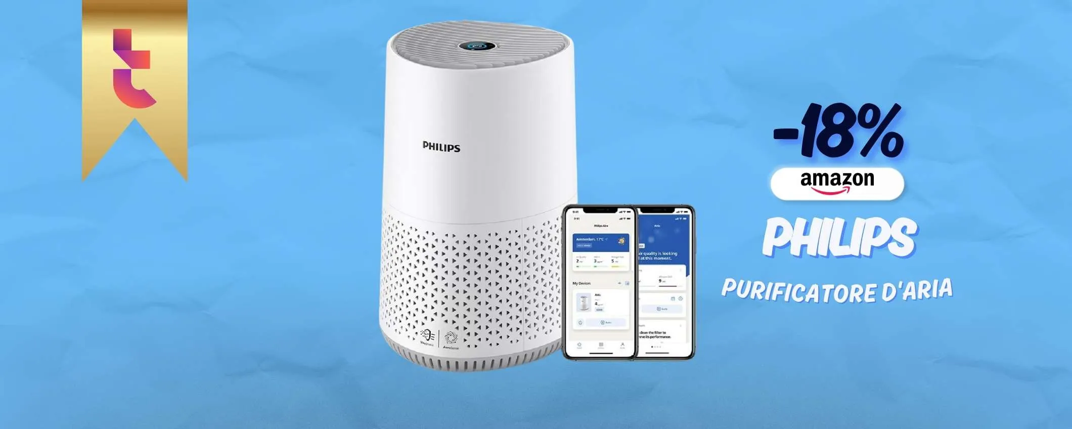 Con il purificatore d'aria Philips respiri aria pulita in casa, -18%