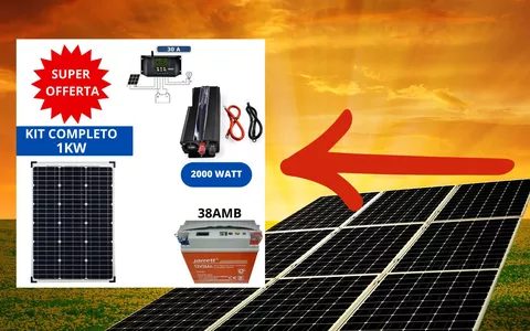 Kit fotovoltaico con ACCUMULO, inverter e pannello 100W: promo SHOCK (169€)