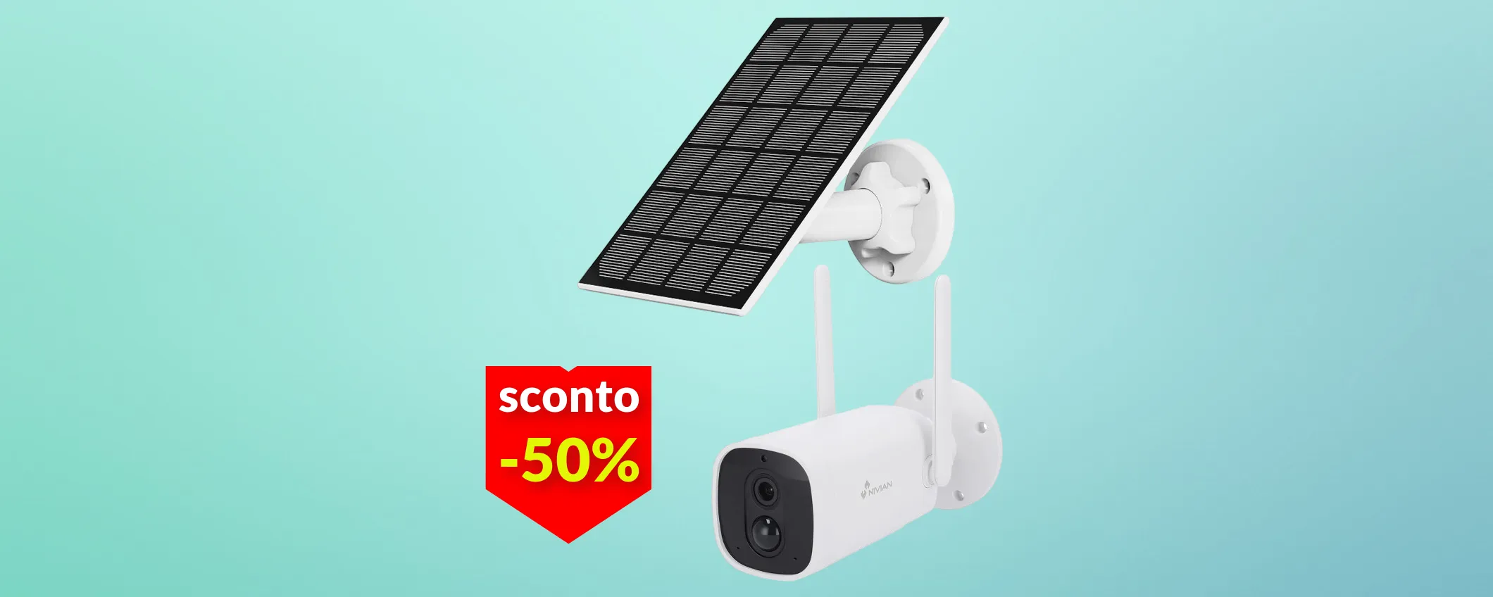 Telecamera WiFi FullHD da esterno con pannello solare: metà prezzo a 39€