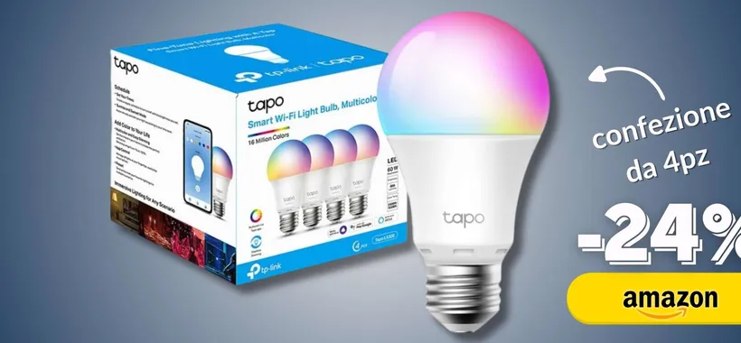 Lampadina LED E27: multicolor e in confezione da 4pz per casa smart