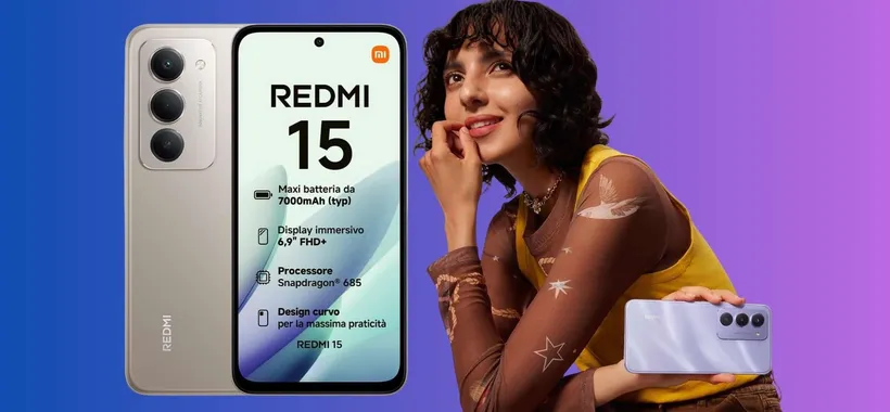 Xiaomi Redmi 15 (8/256GB) con batteria da 7000mAh e fotocamera da 50MP a 159€