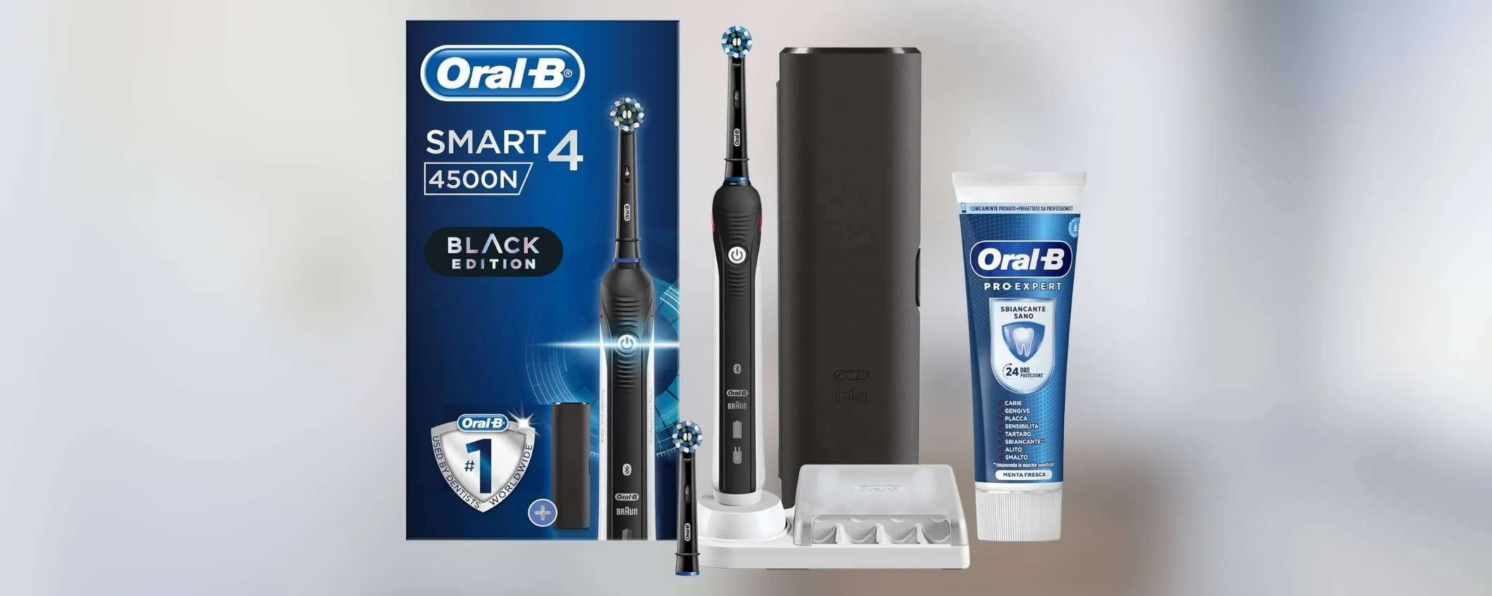 Spazzolino elettrico Oral-B con accessori e dentrificio sbiancante in maxi sconto (-55%)