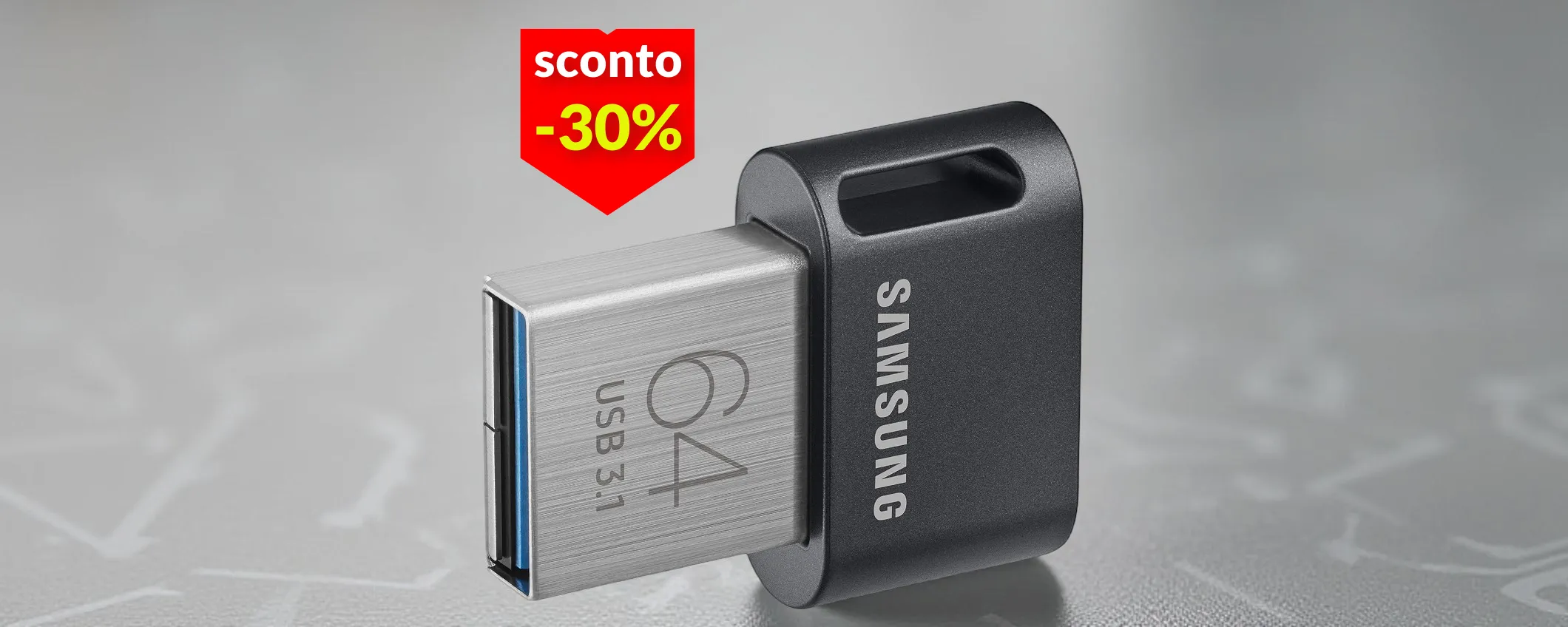 13€ con il 30% di sconto per la chiavetta USB Samsung: compatta e velocissima