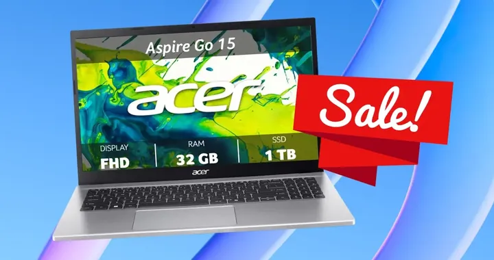 acer Aspire Go 15 con 32GB di RAM, SSD da 1TB e Ryzen 5 scontato di 133€