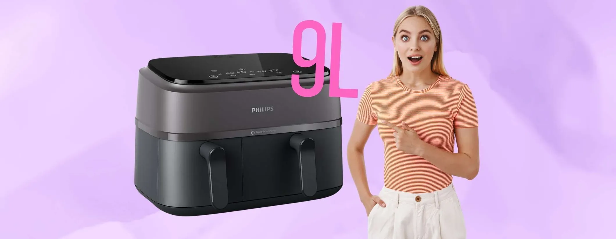 Philips Airfryer Serie 3000 da 9L con doppio cestello: cucina senza cattivi odori