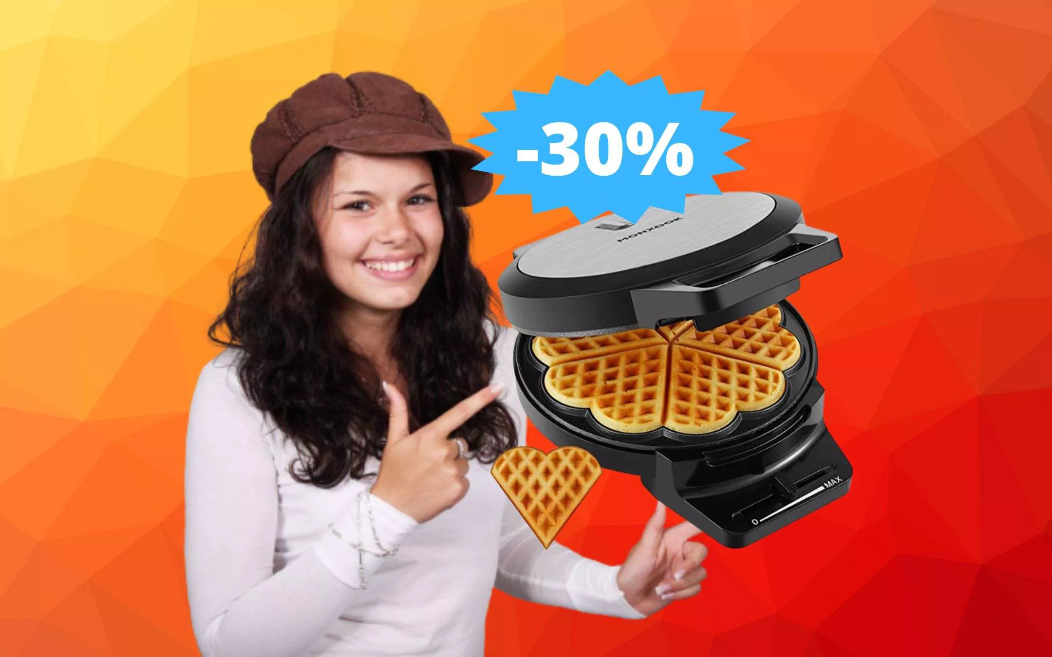 Piastra per waffle a forma di cuore: prezzo BOMBA su