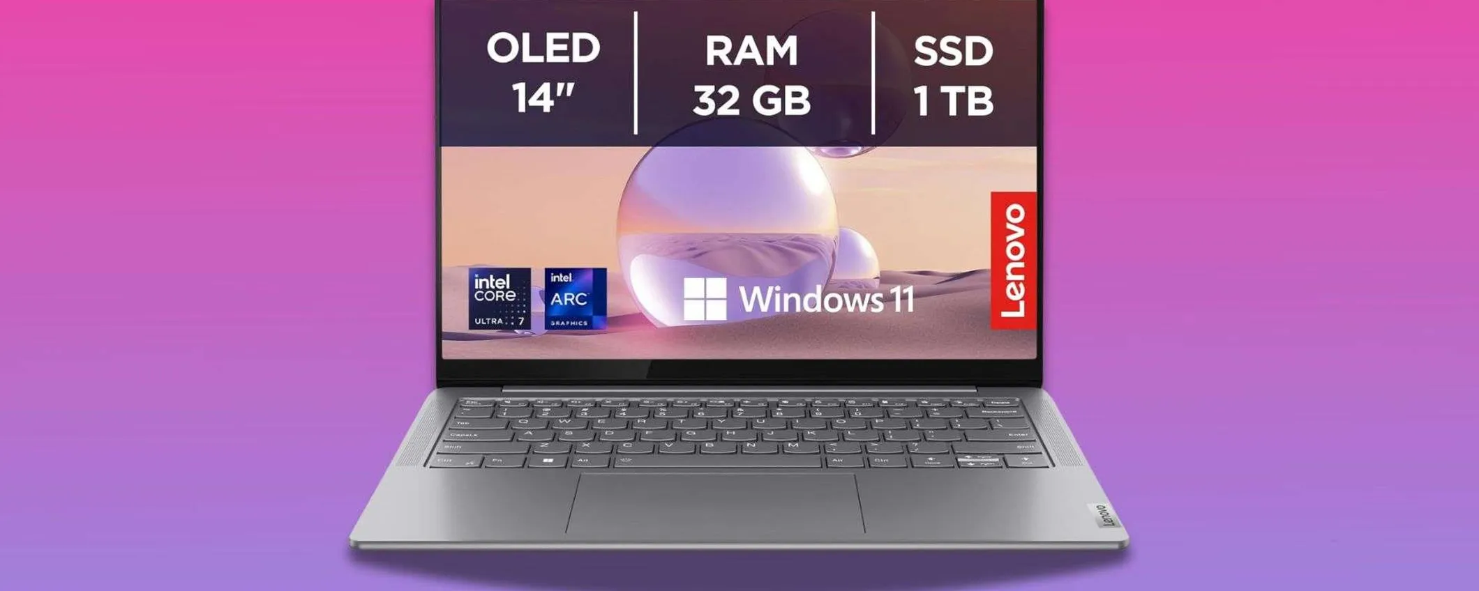 Lenovo Yoga Slim 7, prezzo giù del 27%: Intel Core Ultra 7, RAM 32GB e super schermo OLED