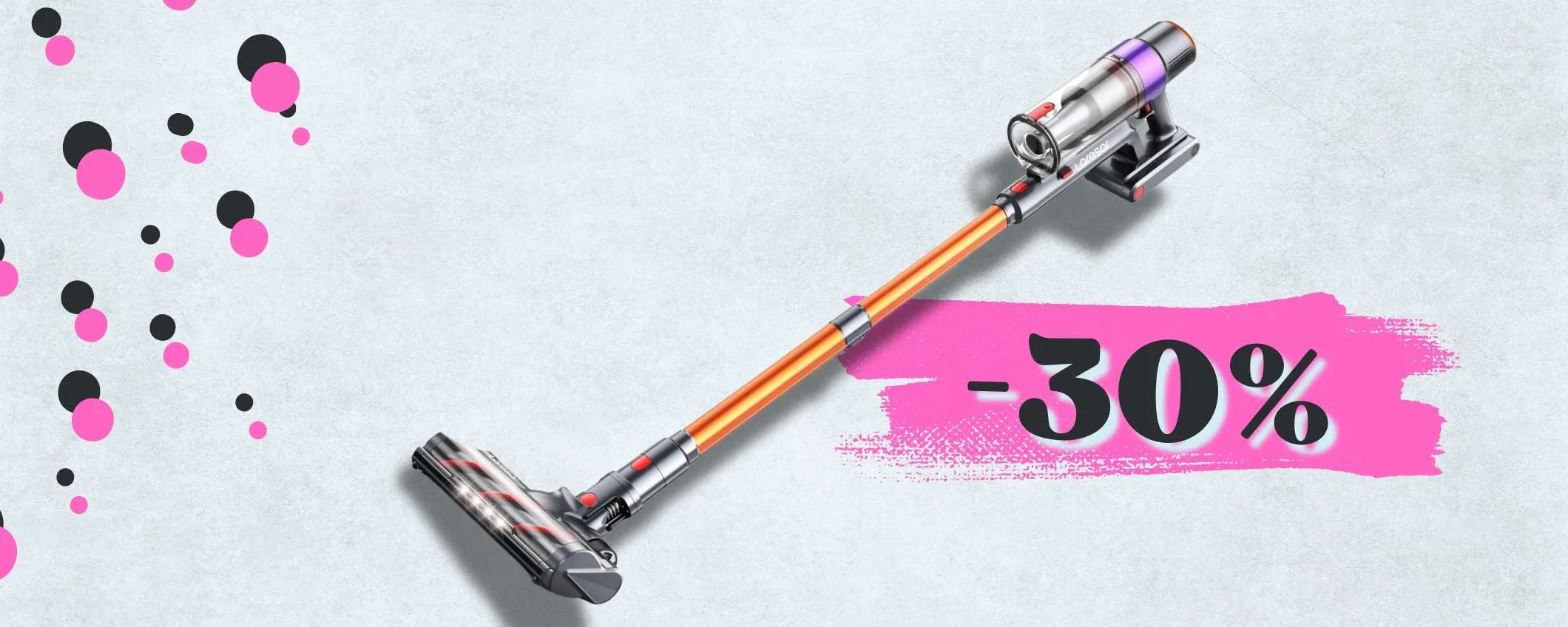 Aspirapolvere POTENTE e senza fili, 55minuti di autonomia + accessori