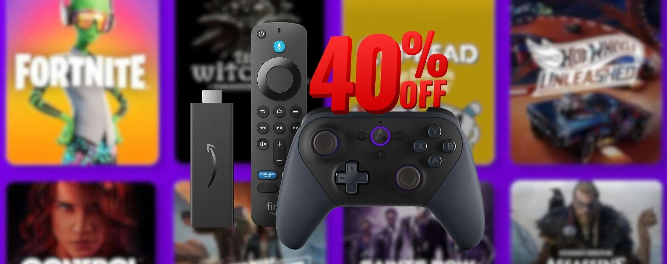 Fire TV Stick HD + controller Luna per film, serie e giochi in streaming (-40%)