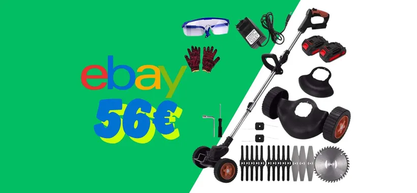 Decespugliatore a batteria con ruote e una marea di accessori tuo a 56€