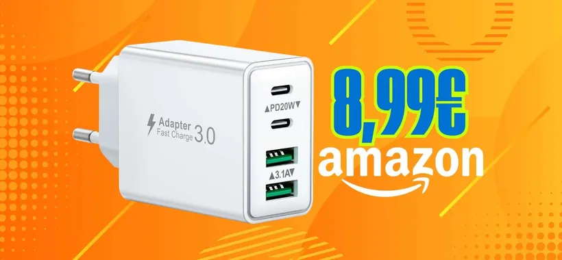 Appena 8,99€ su Amazon per questo caricatore USB da 40W con 4 porte