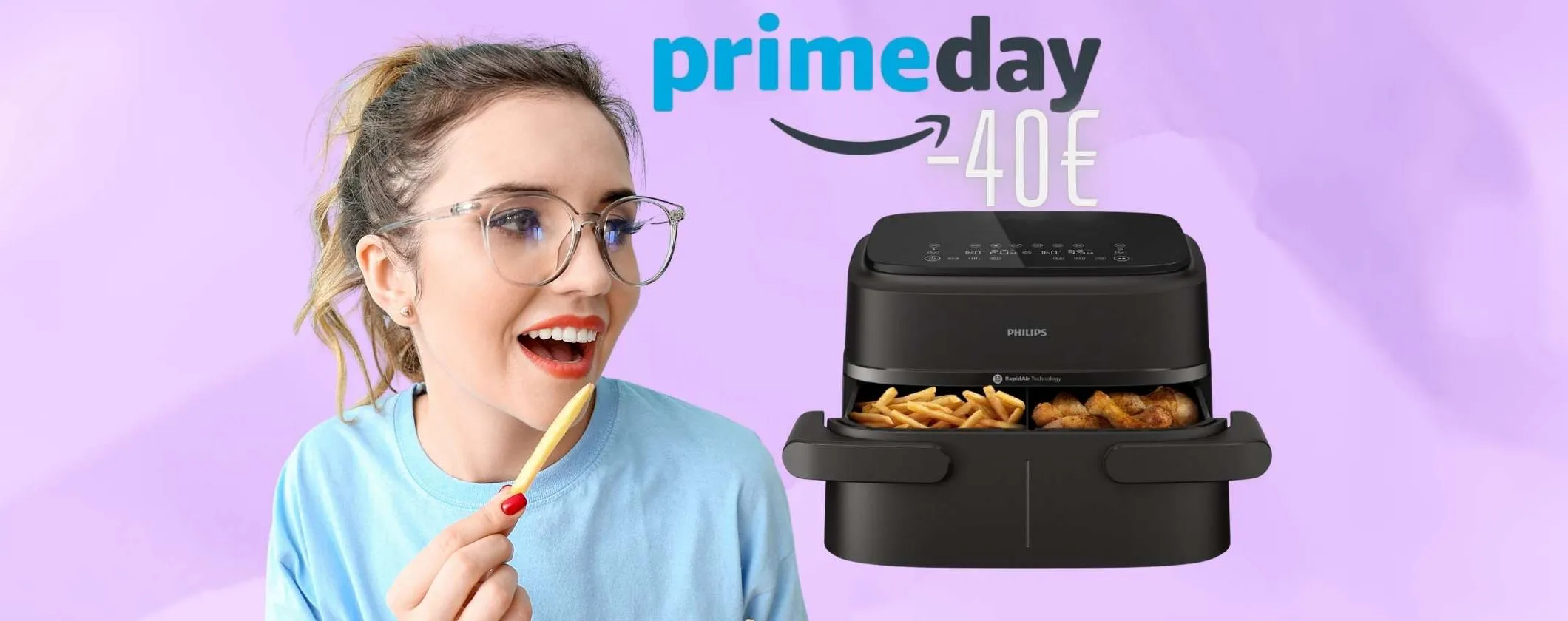 Philips Airfryer Serie 1000: friggitrice ad aria da 7,1L con doppio cestello (-40€)