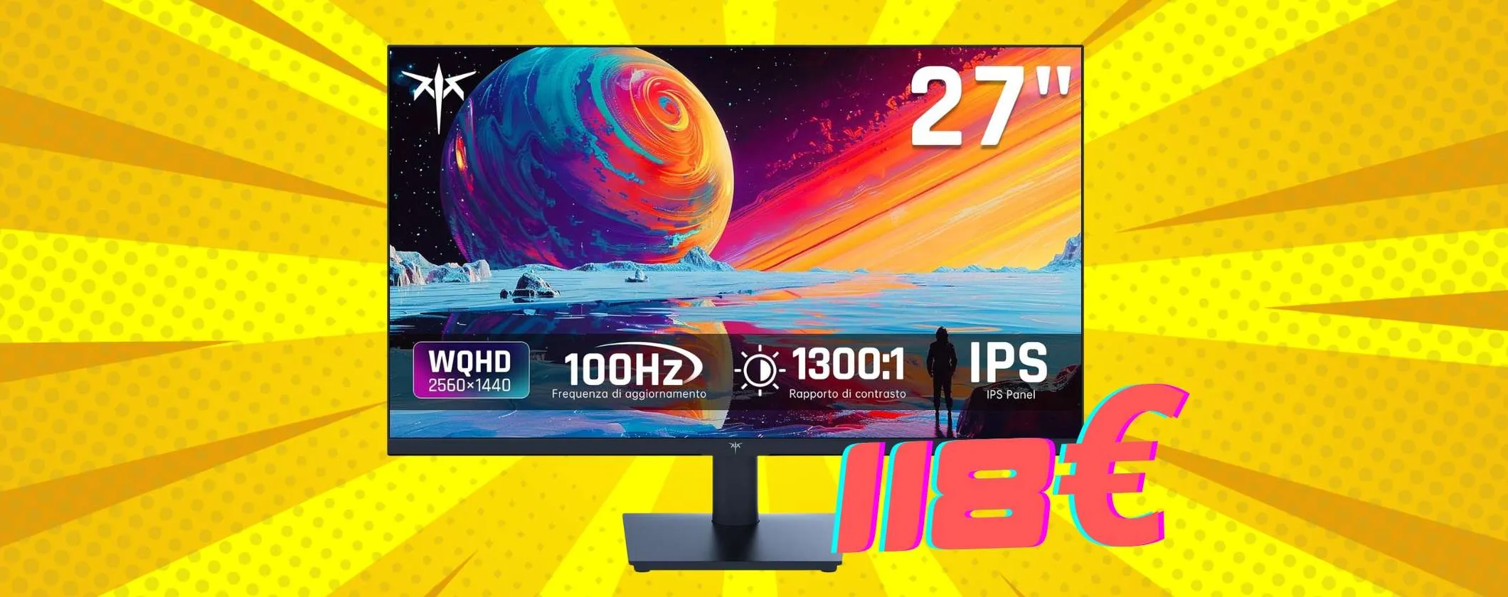 Monitor da 27 pollici QHD a 100Hz con pannello IPS tuo a soli 118€