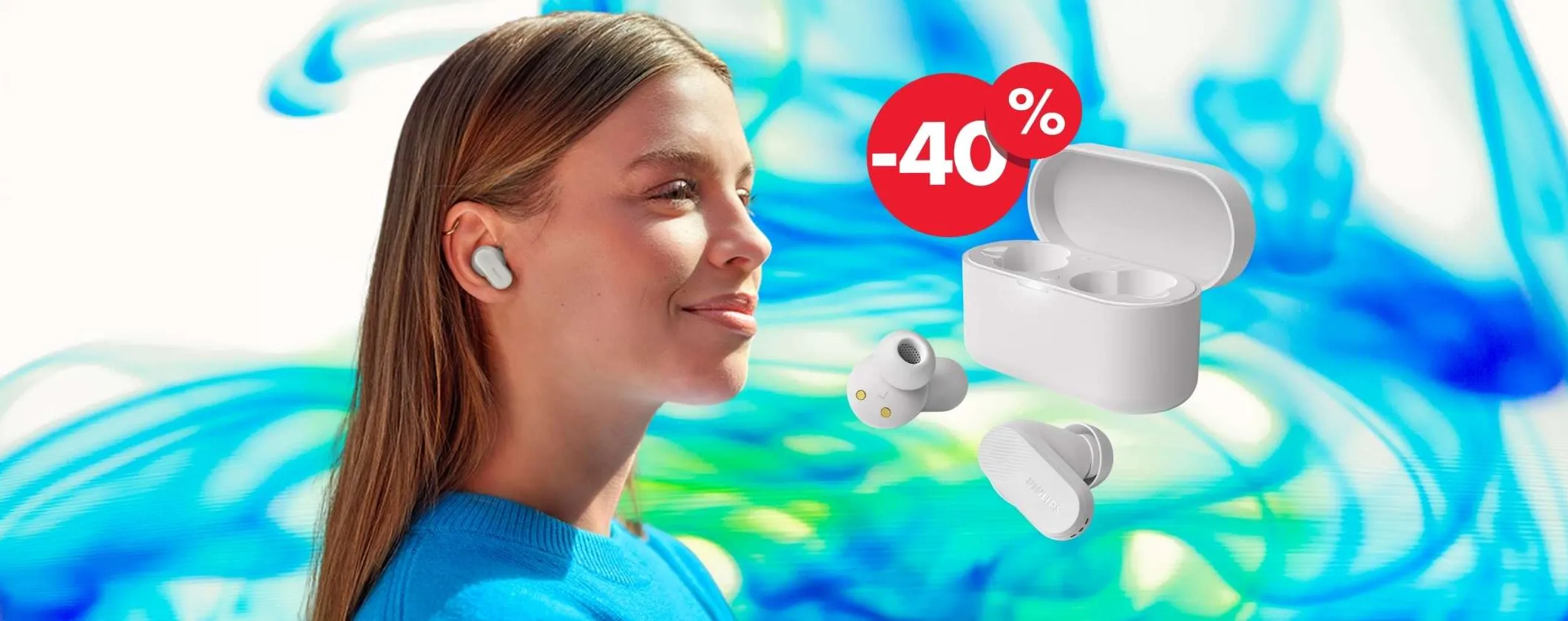 Cuffiette Bluetooth Philips: audio d'eccellenza spendendo pochissimo (-40%)