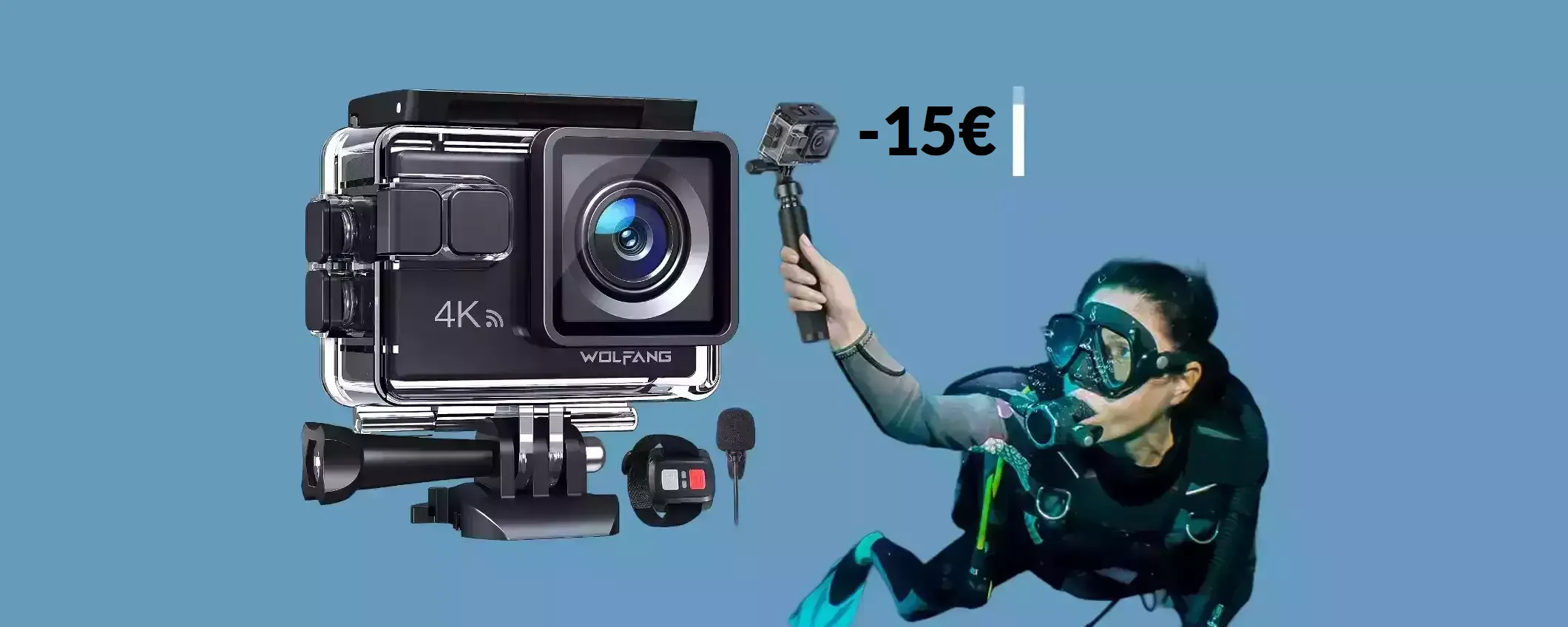 Action cam 4K oggi a prezzo stracciato grazie al COUPON (-15€)