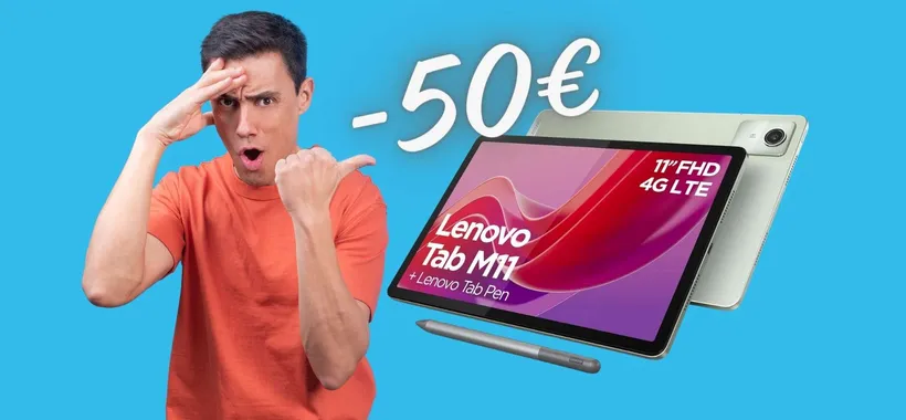 Lenovo Tab M11 da 10,95" con 128GB, Android 13 e Sim a 50€ in MENO