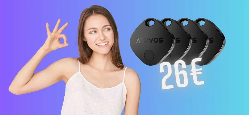 Trova gli oggetti persi con 4 Air Tag Smart Tracker ATUVOS a soli 26€