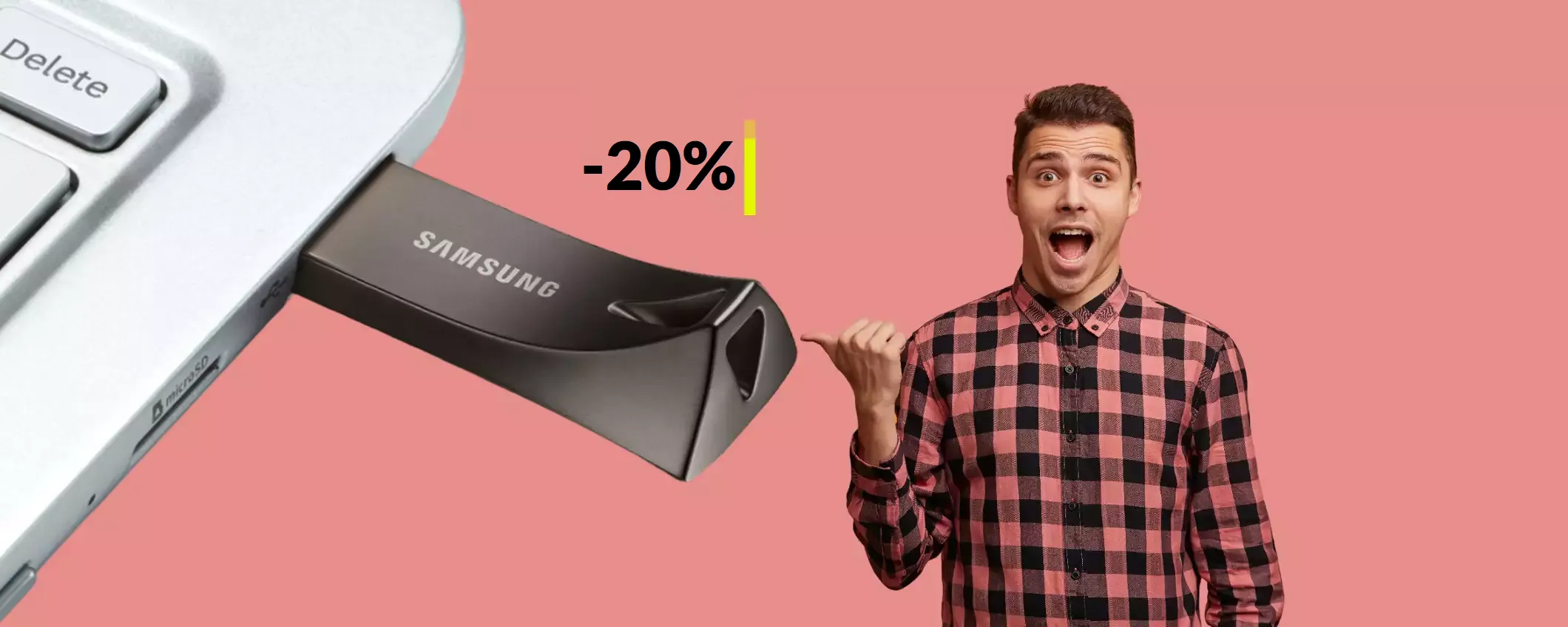 Chiavetta USB Samsung: appena 16€ per 64GB di spazio in più