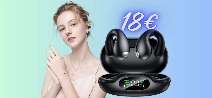 Auricolari wireless con clip per essere più stabili, perfetti per lo sport (18€)