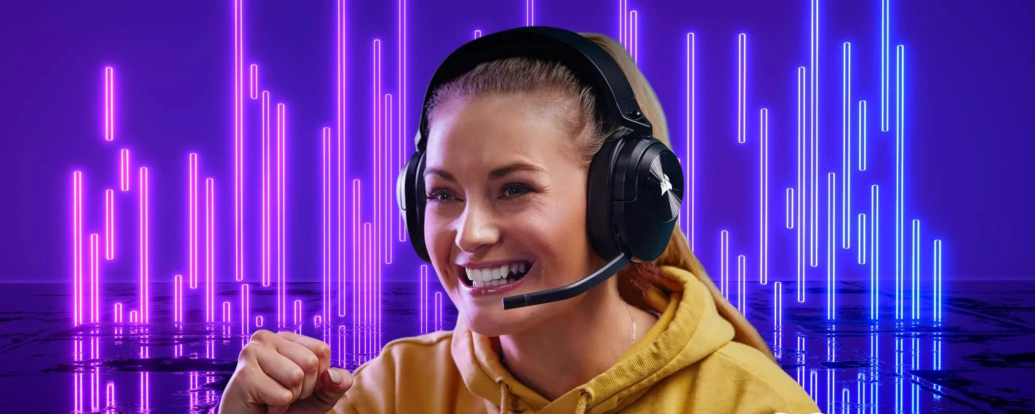 CORSAIR HS55: cuffie wireless con microfono perfette per giochi online (-36%)