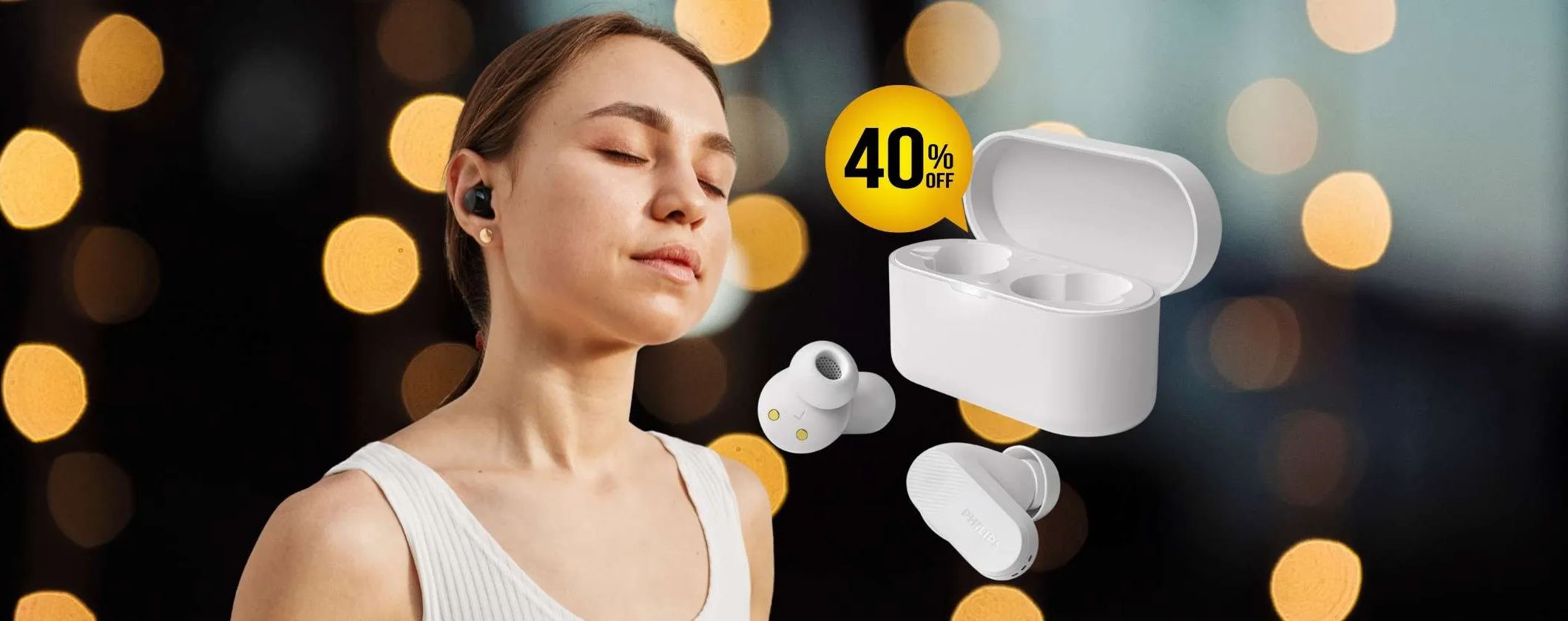 Comode, con grande audio e anche economiche: cuffiette Bluetooth Philips al 40%