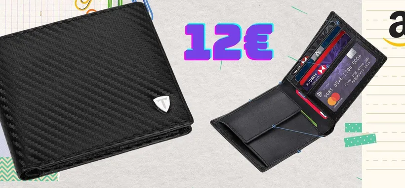 Portafogli magico: 12€ in pelle di carbonio e contro i furti (Amazon)