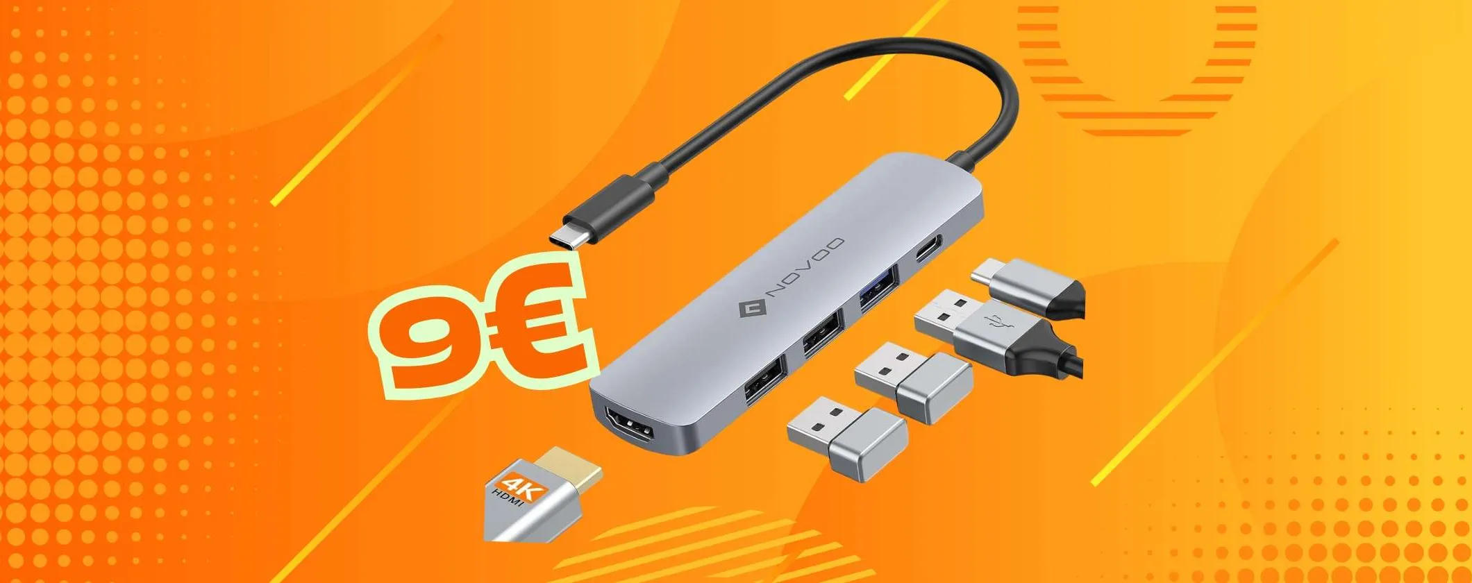 Solo 9€ su Amazon per questo Hub con 3 USB, HDMI e PD da 100W