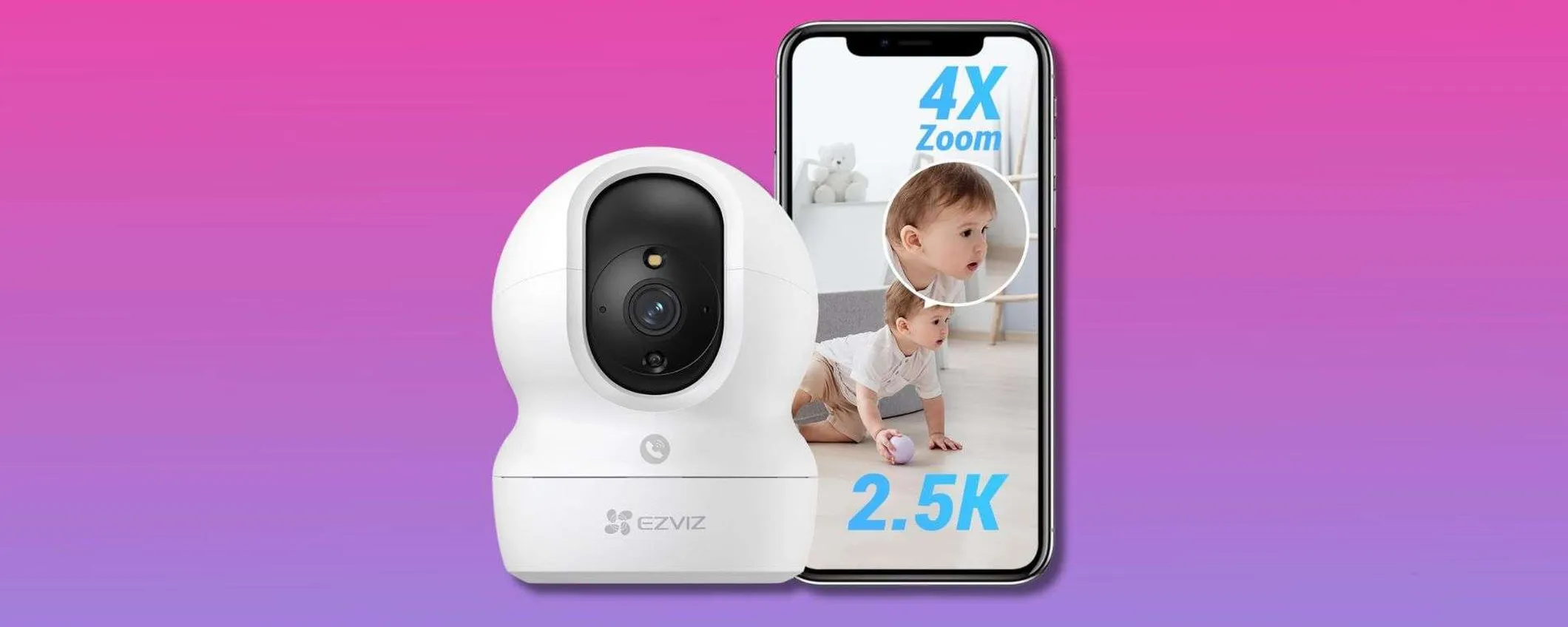 EZVIZ CP1 a 34,19€: telecamera motorizzata 2K per interni con visione notturna e controllo da app