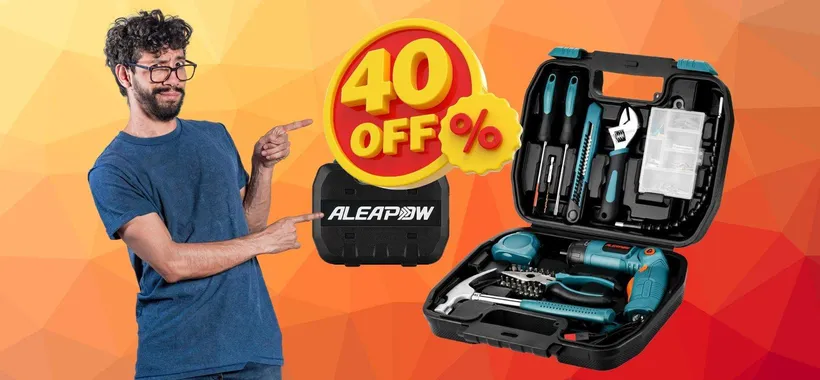 Cassetta degli attrezzi con cacciavite a batteria, 13 accessori (-40%)