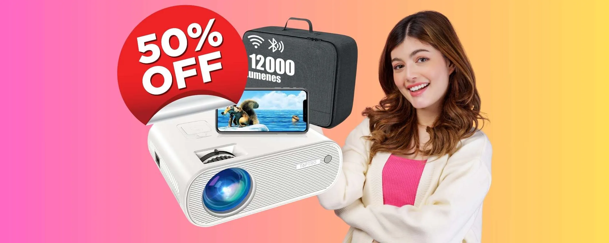Mini proiettore portatile che trasforma ogni parete in un CINEMA (-50%)