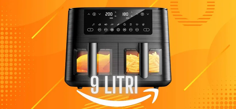 Friggitrice ad aria con doppio cestello da 9L e 9 programmi a meno di 100€