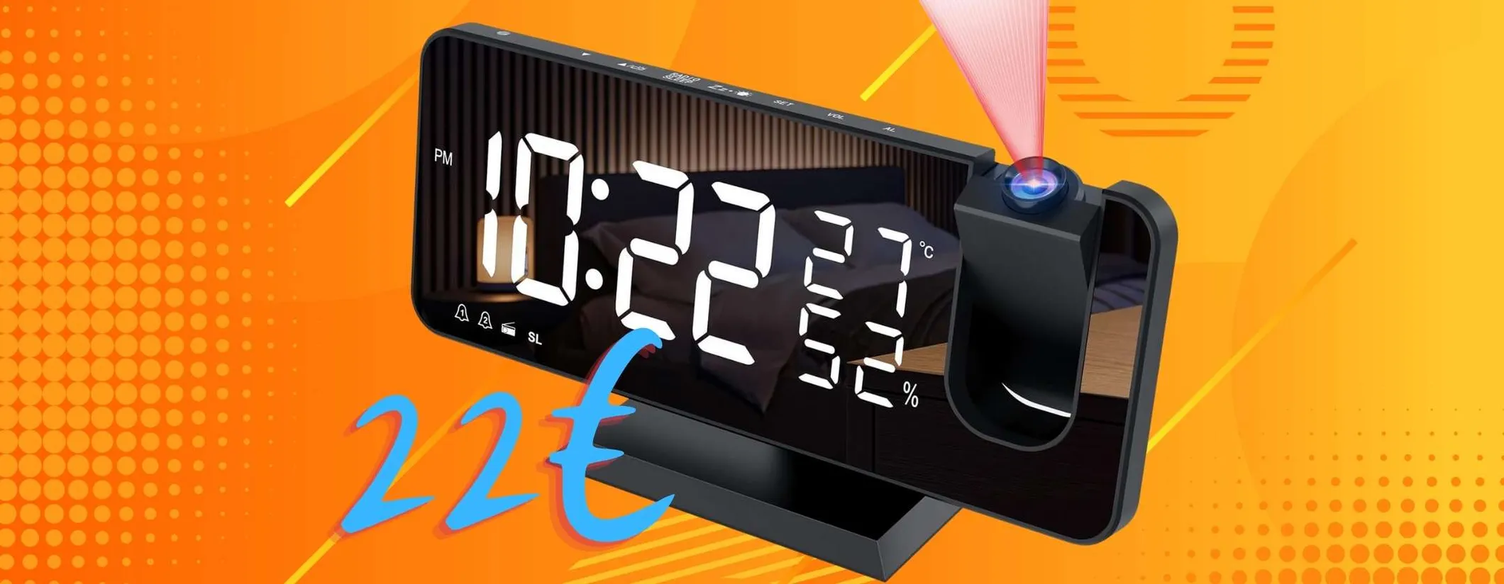 Sveglia digitale con proiettore, radio e uscita USB a soli 22€