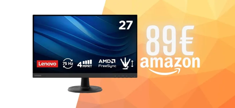 Monitor Lenovo da 27 pollici FHD: film, giochi e lavoro senza fatica (89€)