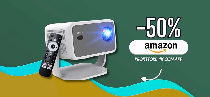 Proiettore 4K con Netflix e app integrate: un cinema portatile (-50%)