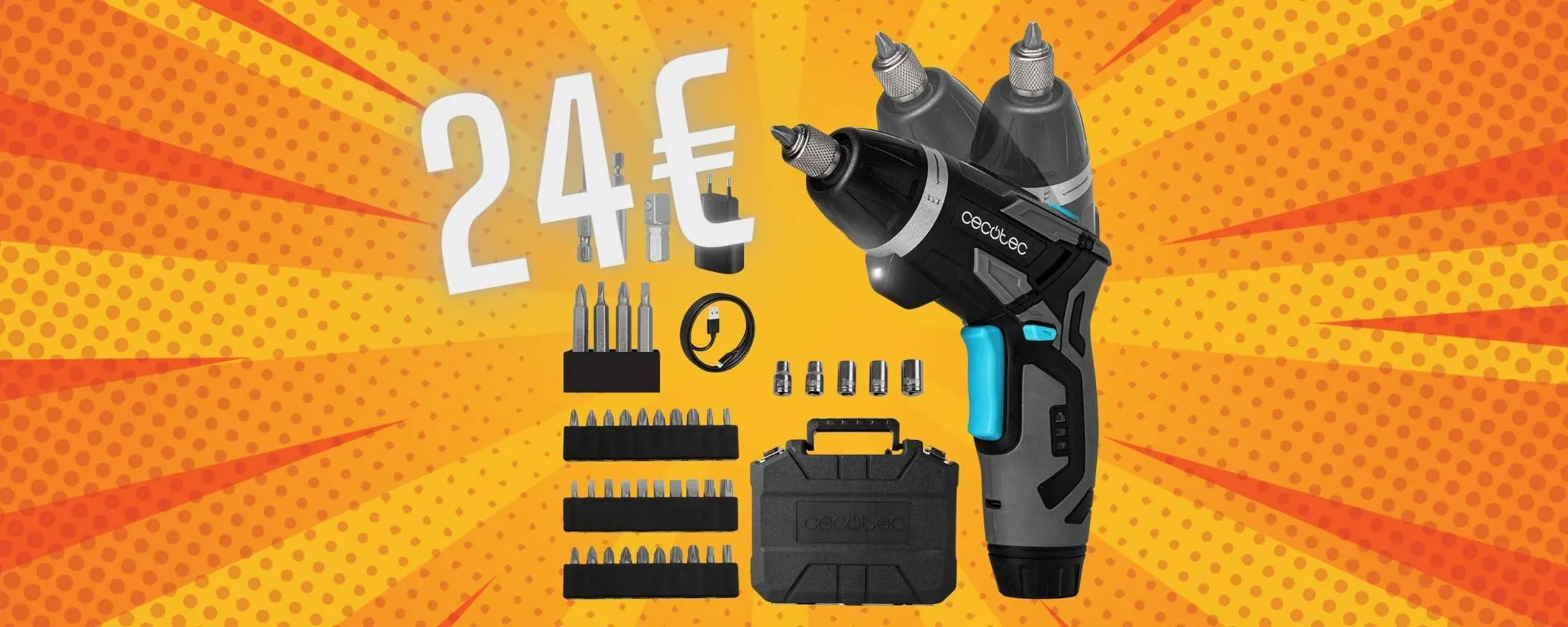 Avvitatore a batteria 2 in 1 con valigetta e accessori a soli 24€ su Amazon