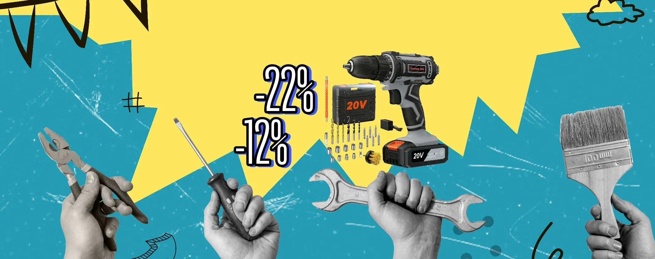 Trapano Avvitatore a batteria in doppio sconto su Amazon (22% + 12%)
