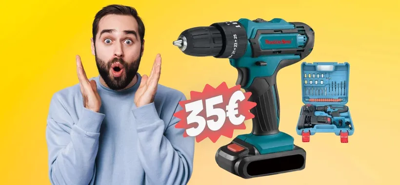Trapano avvitatore a doppia batteria e valigia accessoriata tuo a 35€
