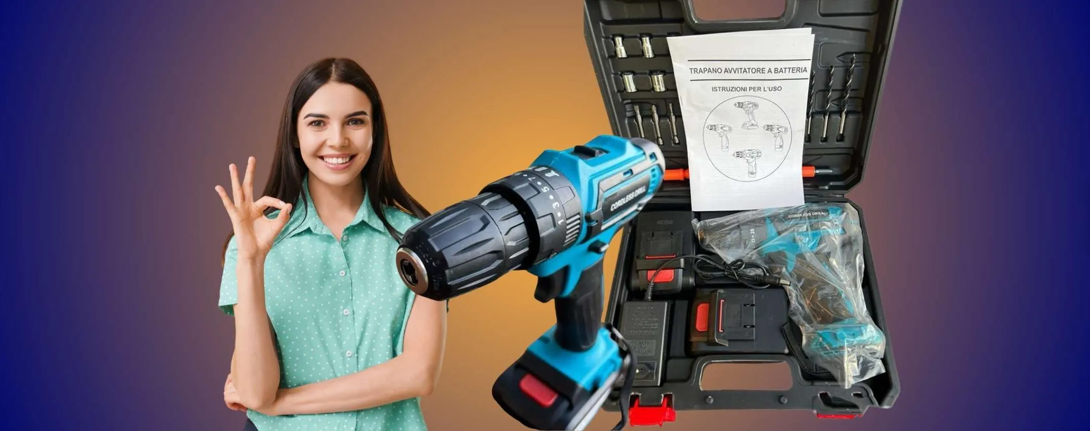 Trapano Avvitatore con kit valigetta a 33€ su eBay