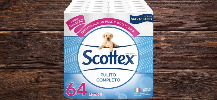 Scottex carta igienica MEGA SCORTA 64 rotoli, prezzo WOW: solo 29,99€ (-39%)
