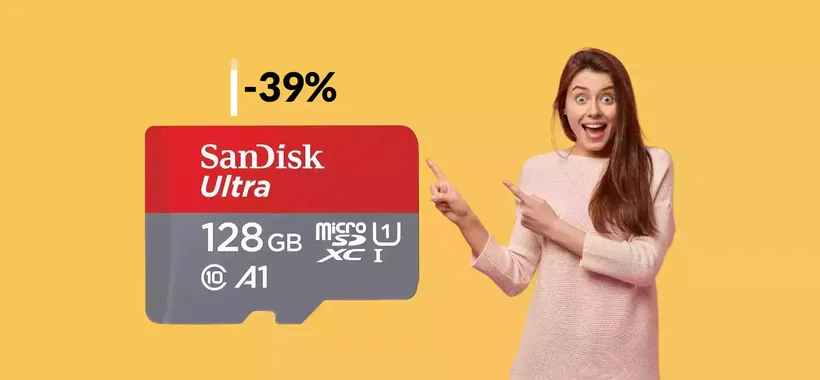 MicroSD 128GB a soli 18€ col maxi sconto del 39% su Amazon