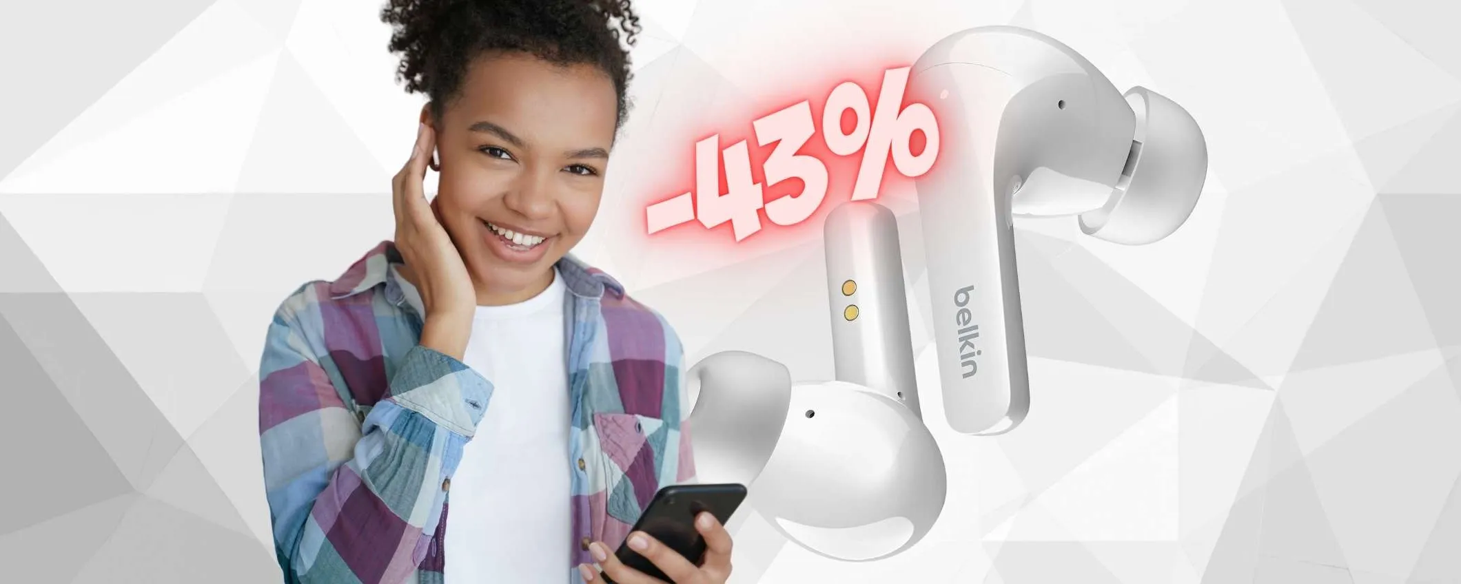 Cuffiette Bluetooth Belkin in SCONTO su Amazon al 43%, un AFFARE
