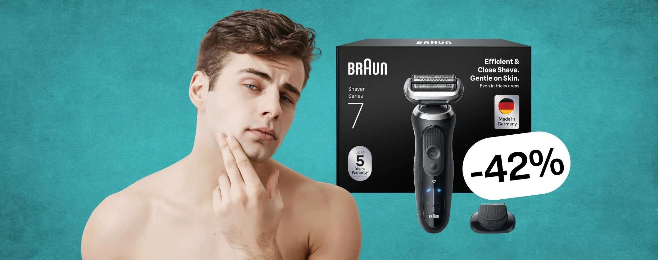 Braun Serie 7: rasoio elettrico professionale per una rasatura perfetta (-42%)