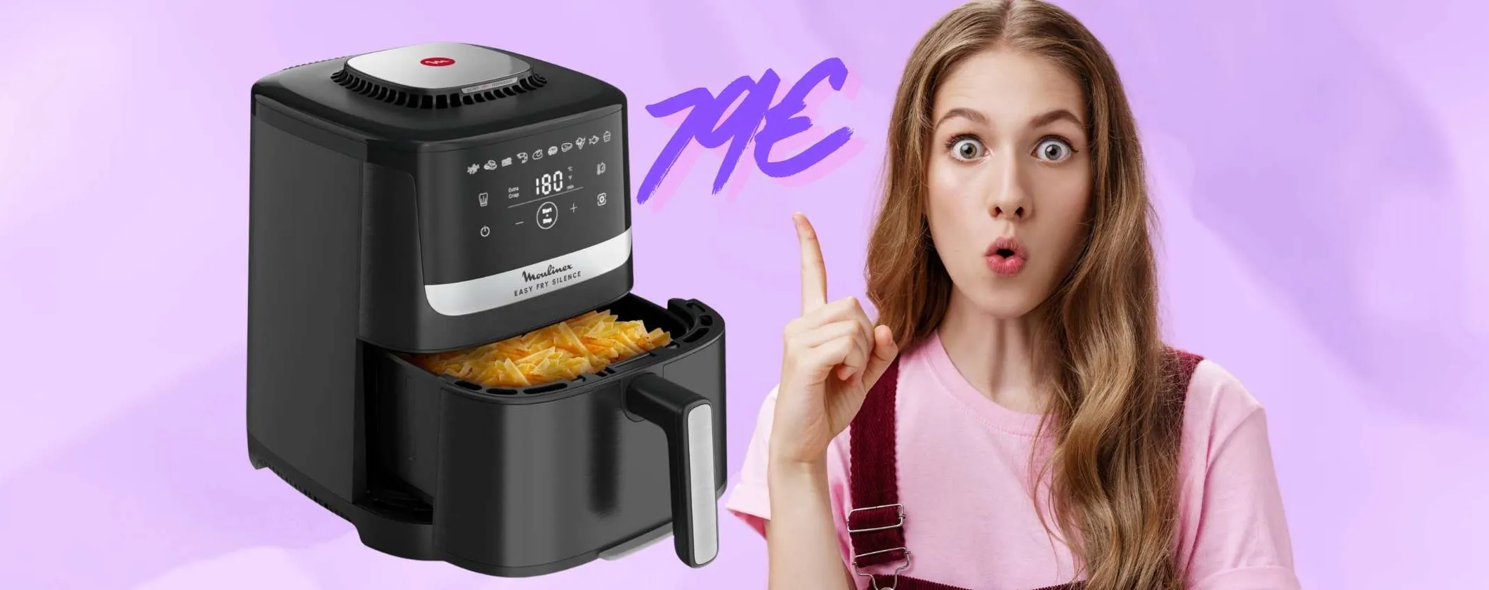 Moulinex Easy Fry Silence: friggitrice ad aria con 10 programmi e 5L a soli 79€