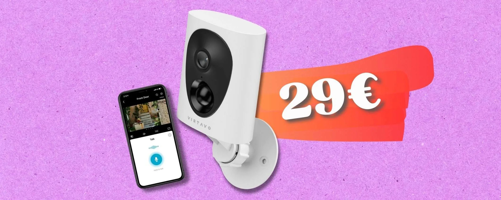 Telecamera ESTERNO senza fili, installazione in 2 minuti a 29€