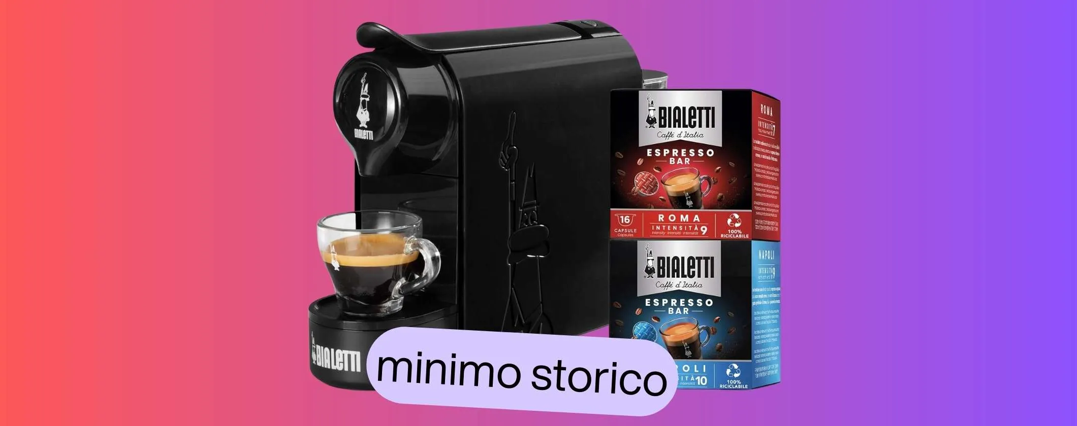 Bialetti Gioia: macchina per caffè espresso con 32 capsule GRATIS a soli 54€