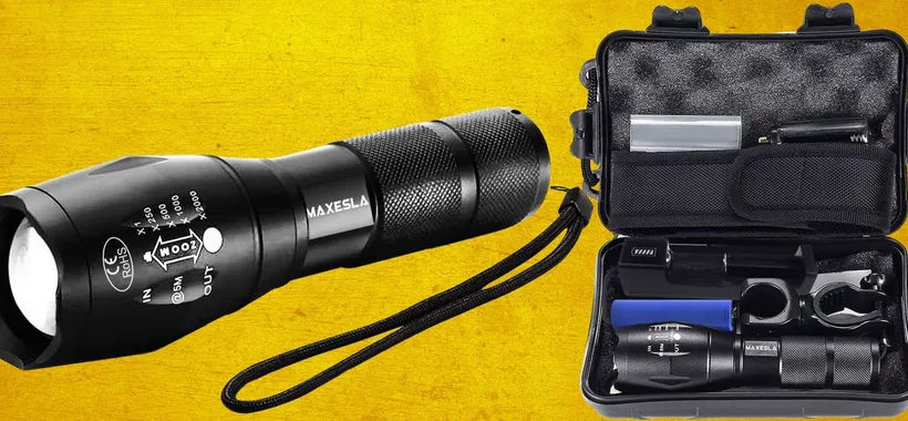 Torcia 2000 lumen a 10€ su Amazon: LUMINOSISSIMA, ricaricabile e accessoriata
